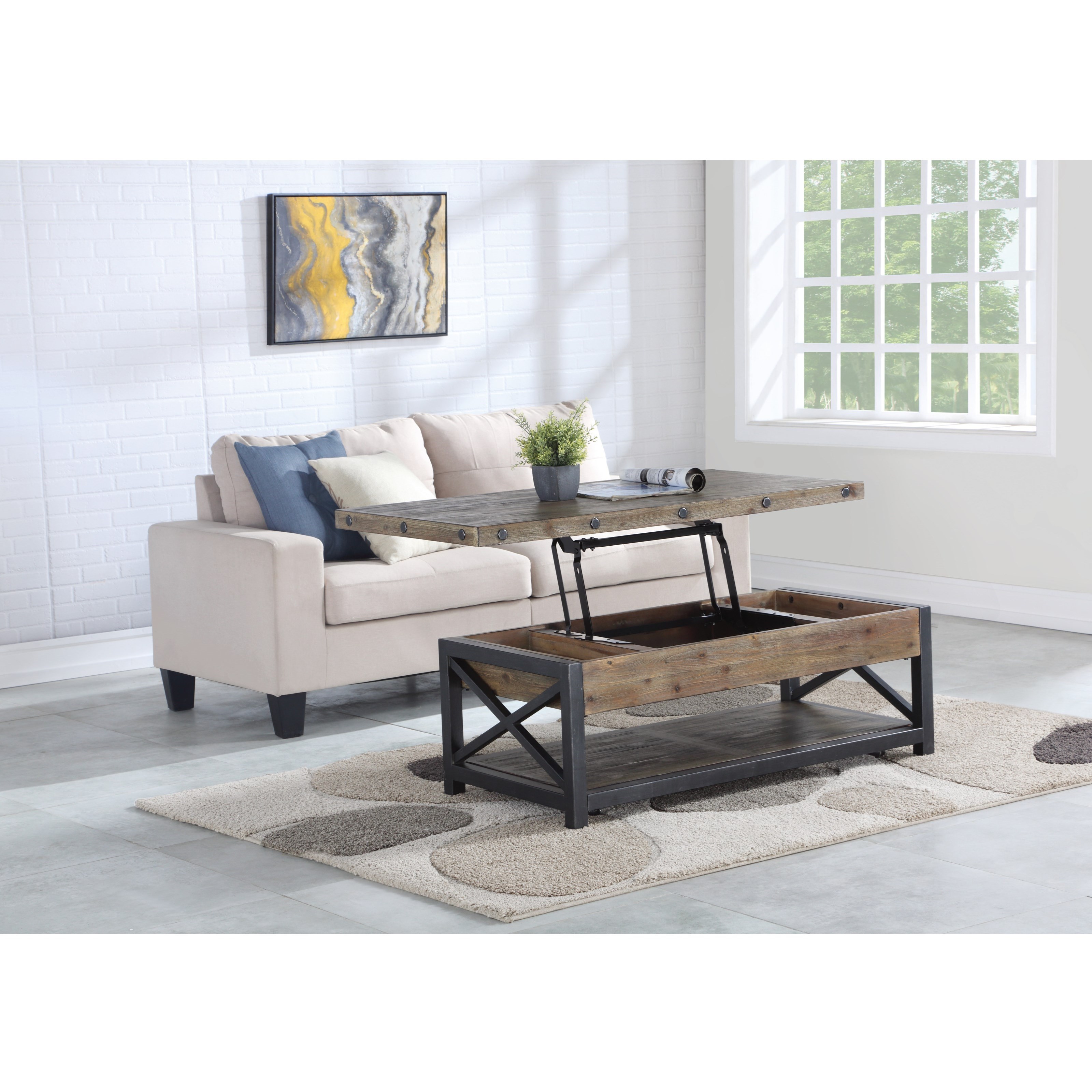 Rectangle lift top shop coffee table